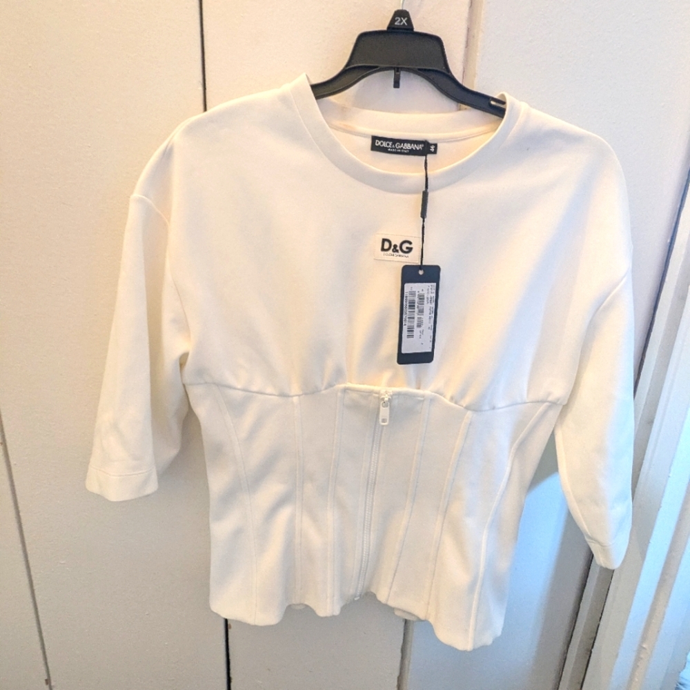 Dolce &Gabbana white corset sweatshirt